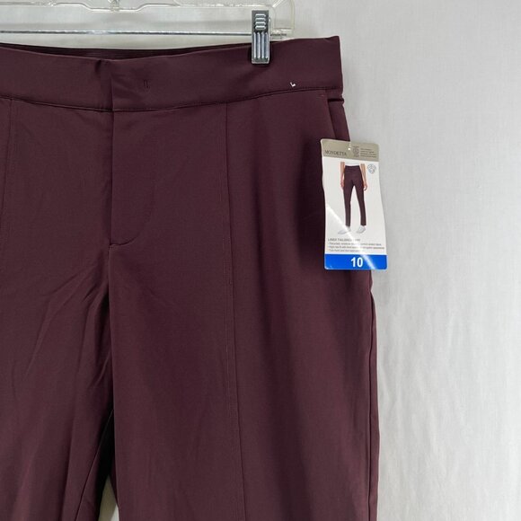 Mondetta Lined Tailored Pants 10 High-Rise Comfort Stretch Elastic Waist Maroon - Picture 8 of 14